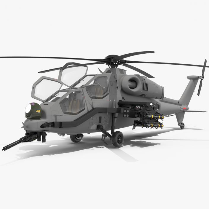 3D Combat Gray Helicopter Rigged for Cinema 4D model