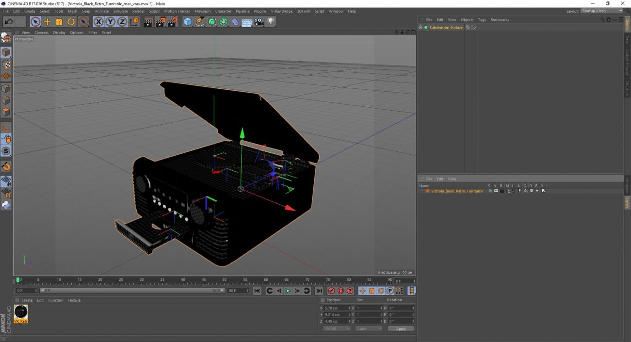 3D model Victrola Black Retro Turntable