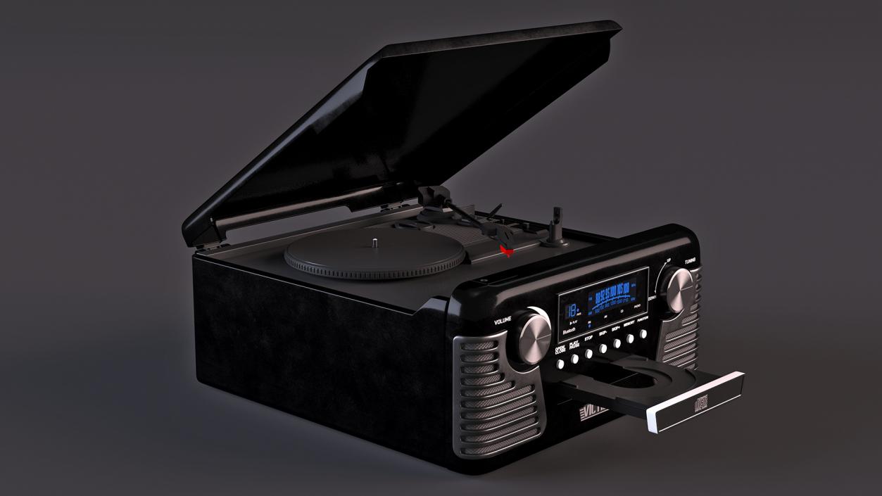 3D model Victrola Black Retro Turntable