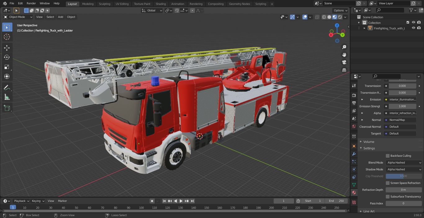 3D model Firefighting Truck with Ladder