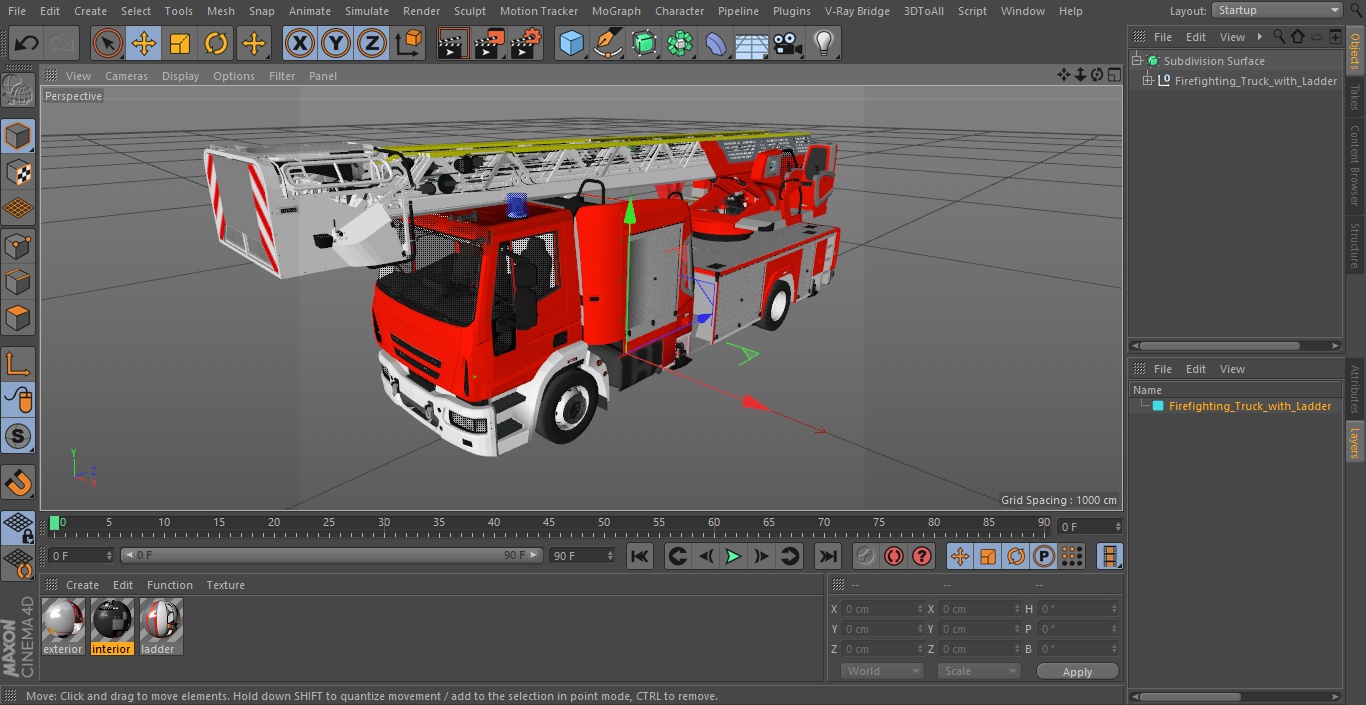 3D model Firefighting Truck with Ladder