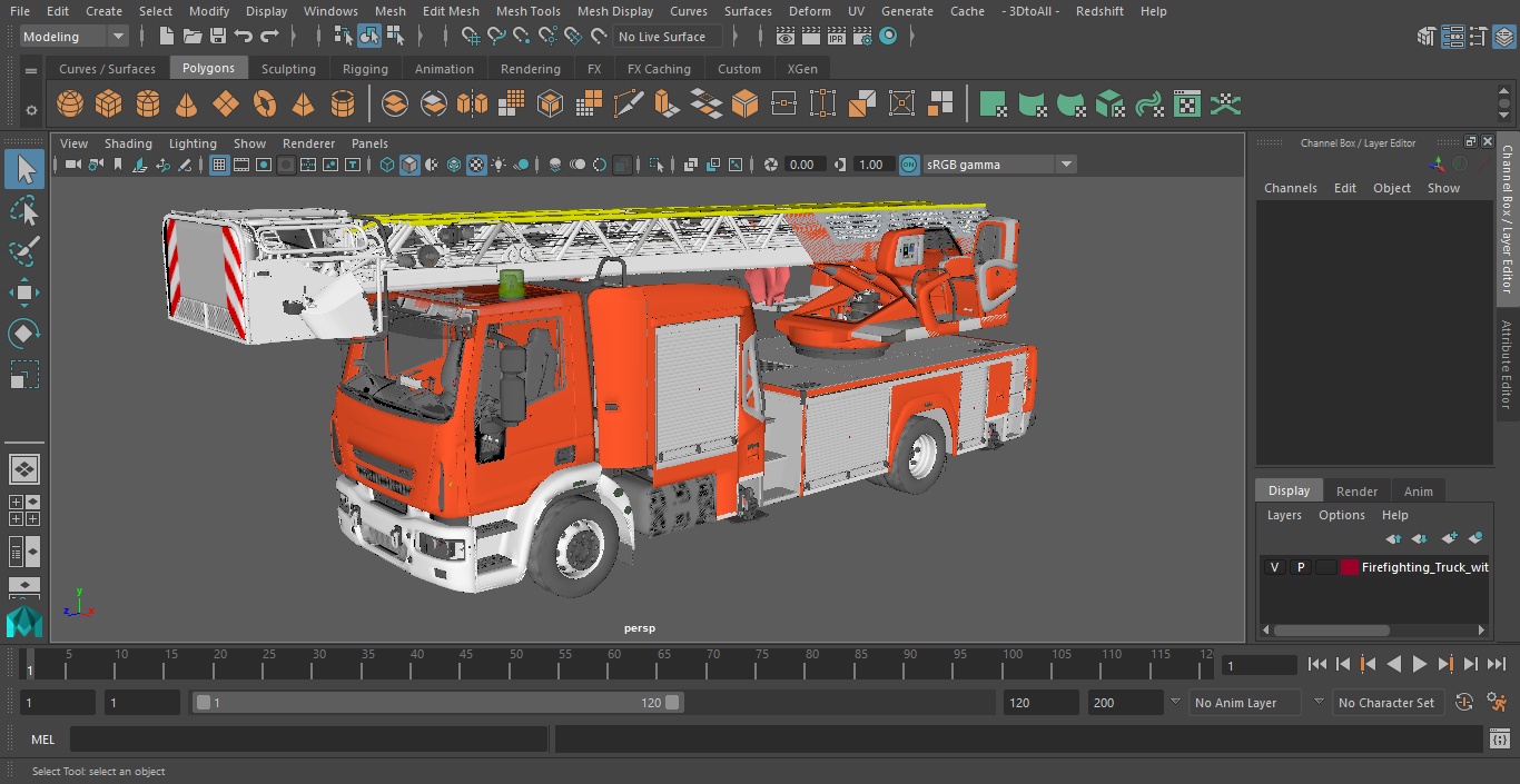 3D model Firefighting Truck with Ladder