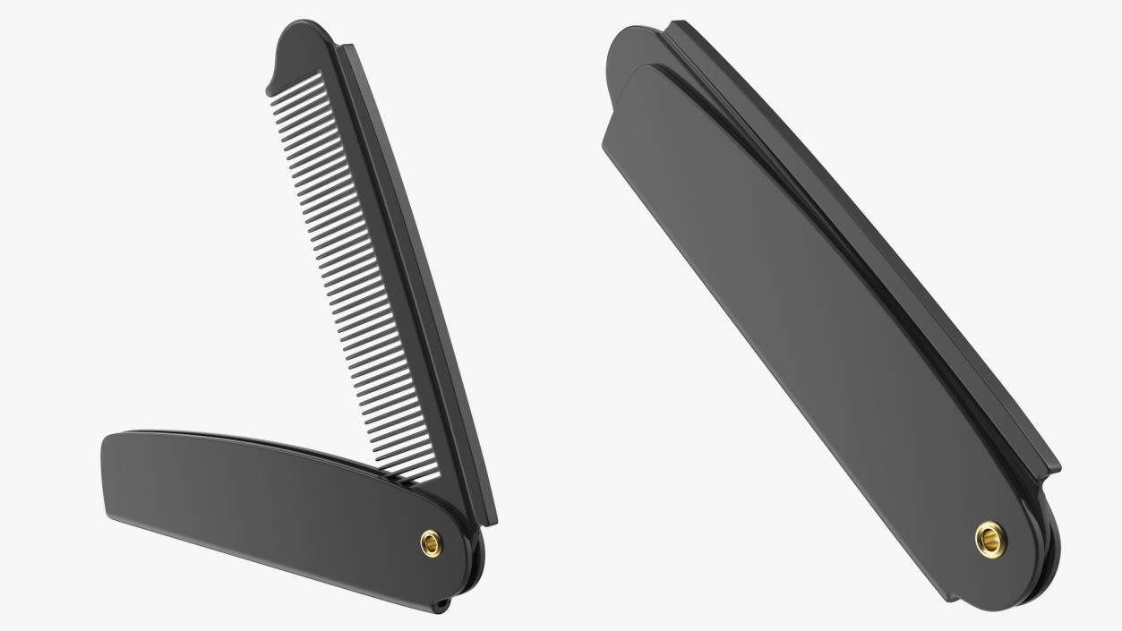 3D model Folding Pocket Comb Black