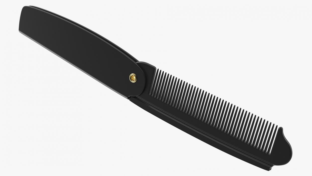 3D model Folding Pocket Comb Black