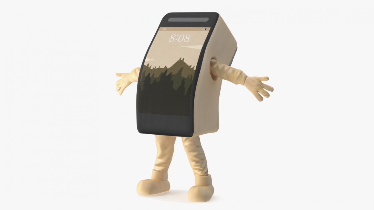 3D Mobile IPhone Mascot Golden Happy Pose model