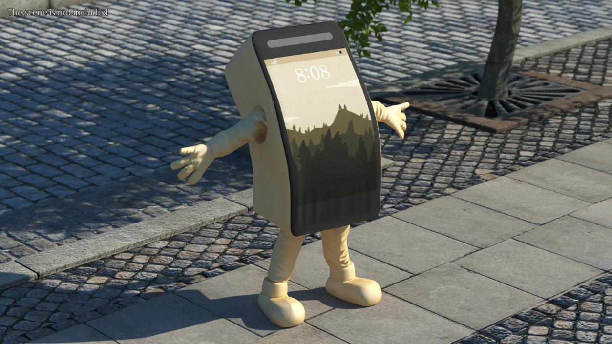 3D Mobile IPhone Mascot Golden Happy Pose model