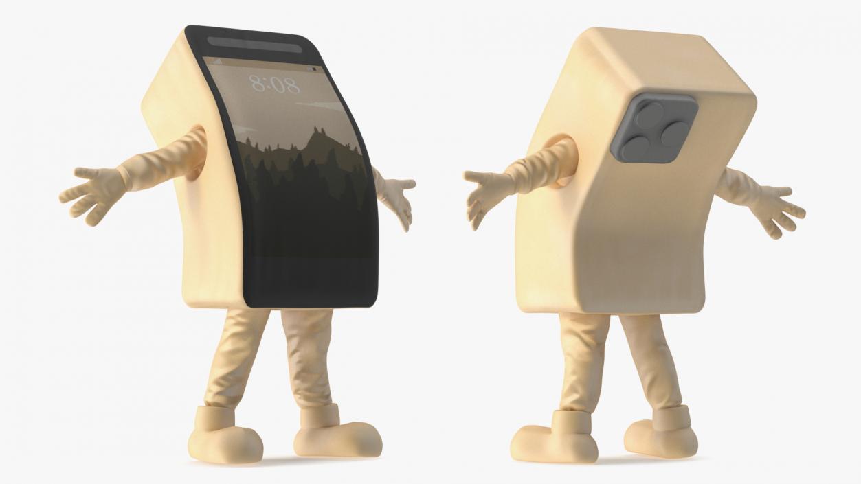 3D Mobile IPhone Mascot Golden Happy Pose model