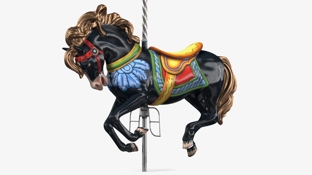 3D model Carousel Galloping Horse Black