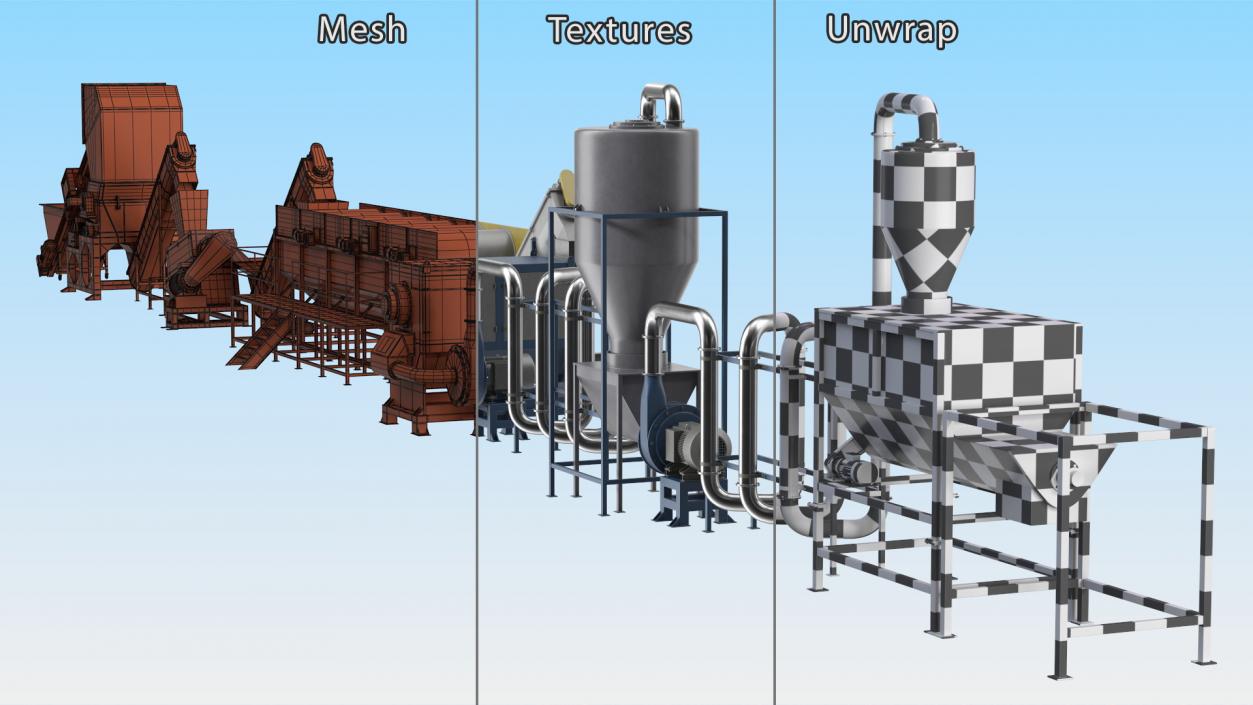 3D Plastic Recycling Plant model