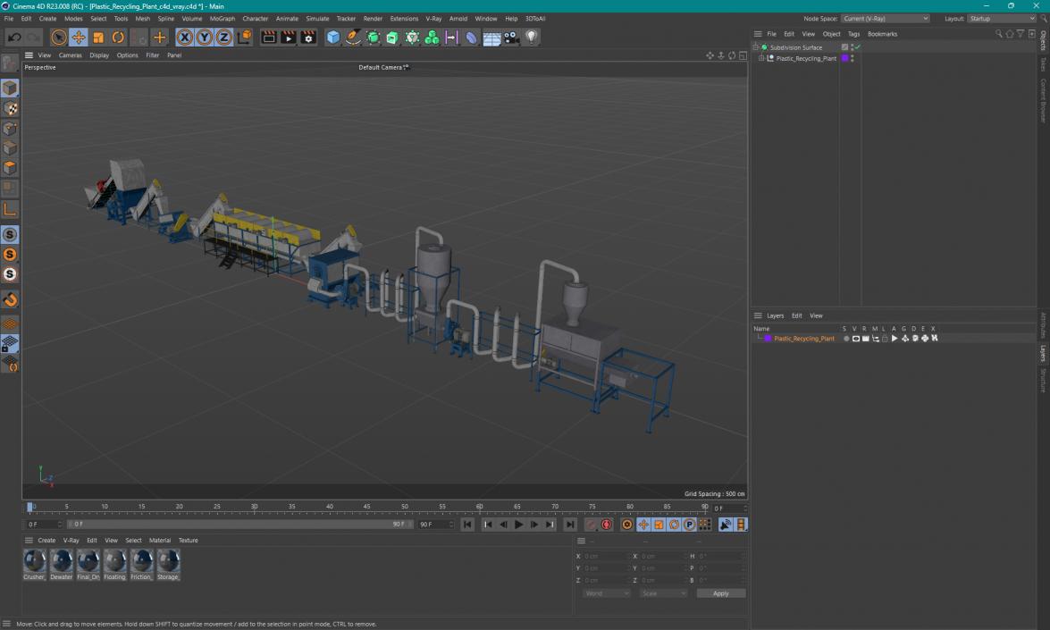 3D Plastic Recycling Plant model