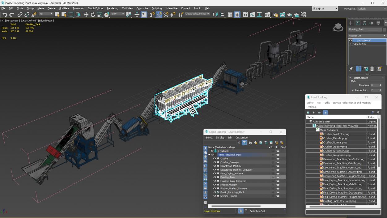 3D Plastic Recycling Plant model