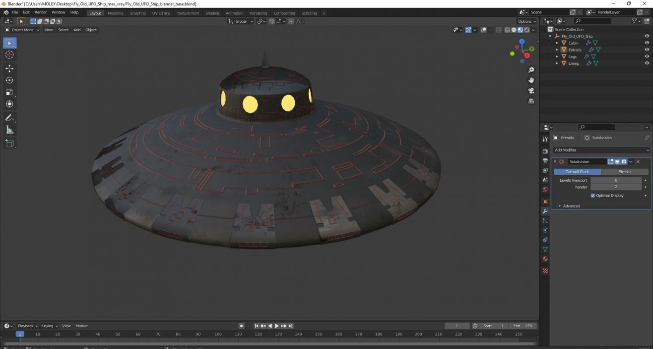 3D Fly Old UFO Ship