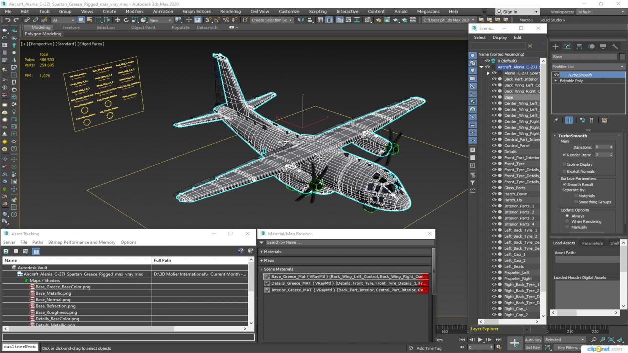 3D Aircraft Alenia C-27J Spartan Greece Rigged model