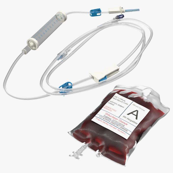 3D IV Blood Bag and Rolled Dropper