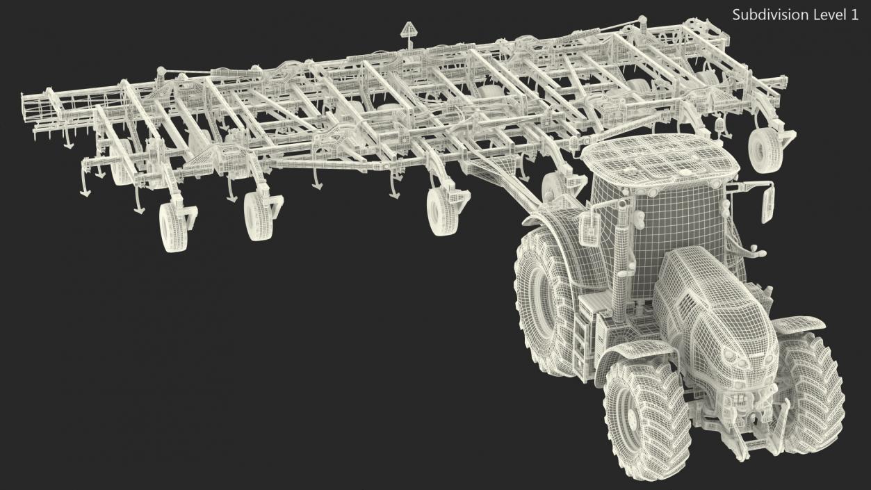 Tractor Claas Axion 800 with Seedbed Cultivator 3D