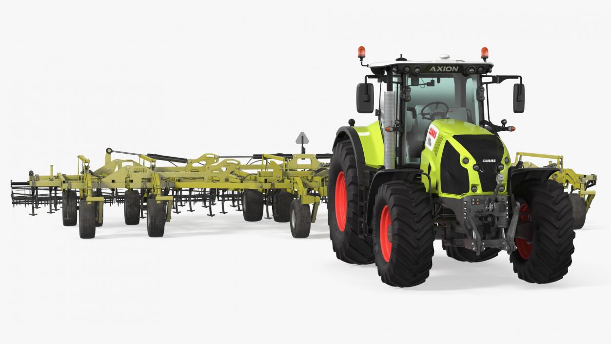 Tractor Claas Axion 800 with Seedbed Cultivator 3D