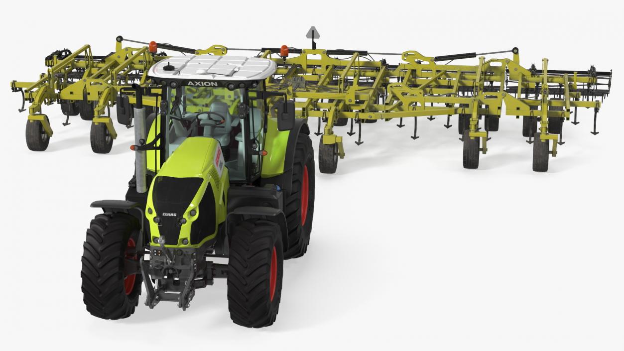 Tractor Claas Axion 800 with Seedbed Cultivator 3D