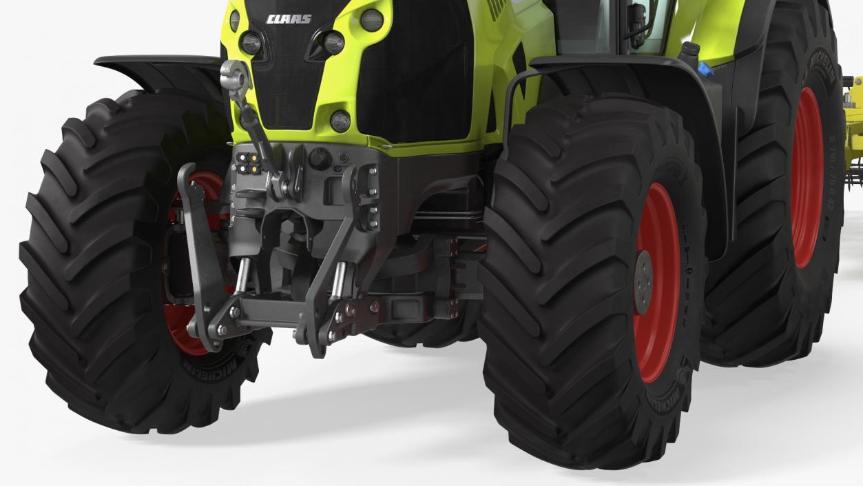 Tractor Claas Axion 800 with Seedbed Cultivator 3D