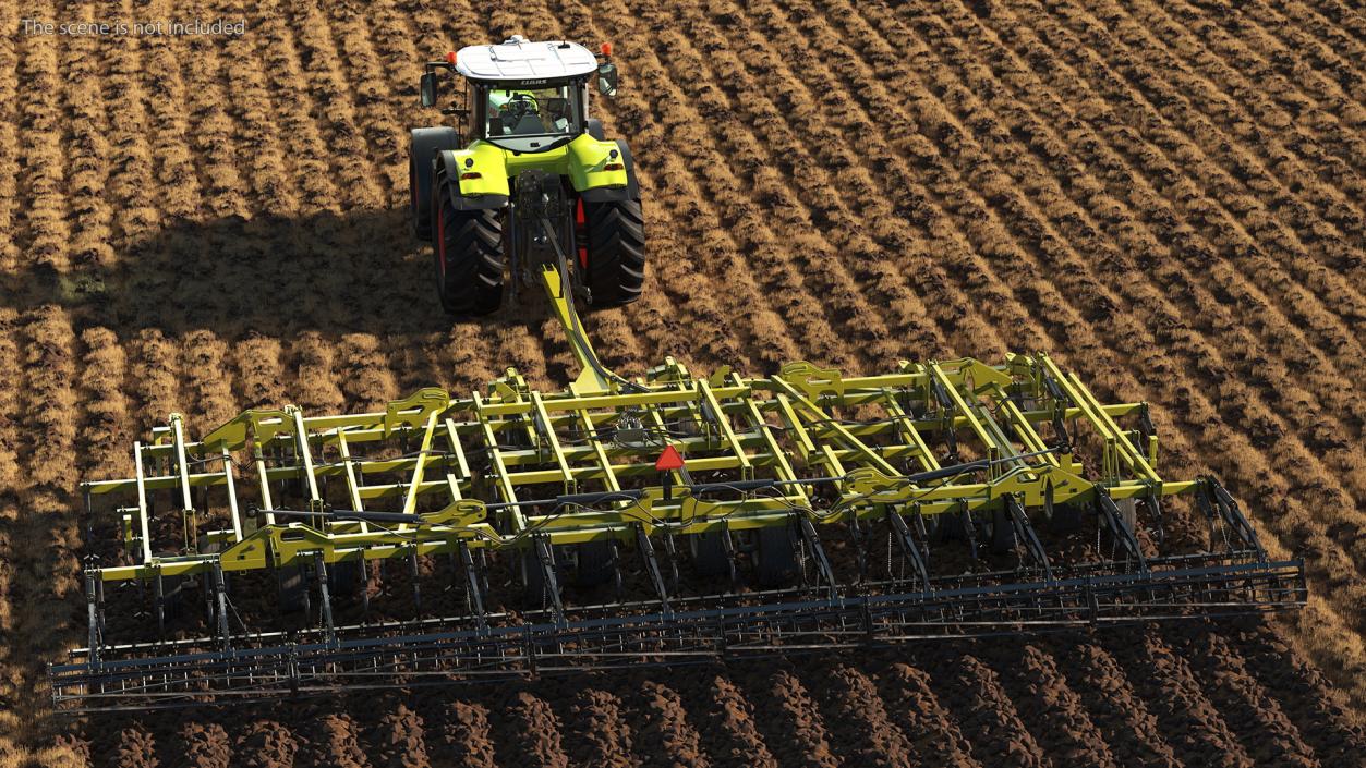 Tractor Claas Axion 800 with Seedbed Cultivator 3D