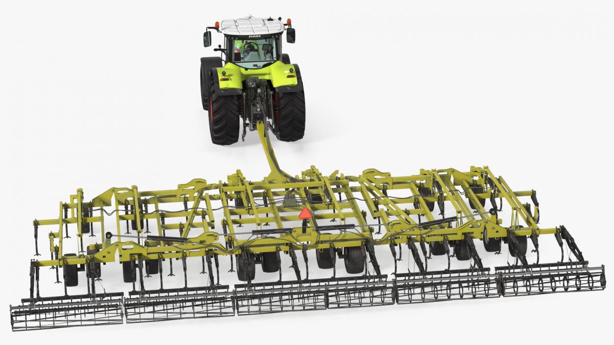 Tractor Claas Axion 800 with Seedbed Cultivator 3D