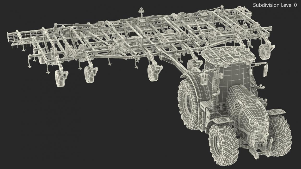 Tractor Claas Axion 800 with Seedbed Cultivator 3D