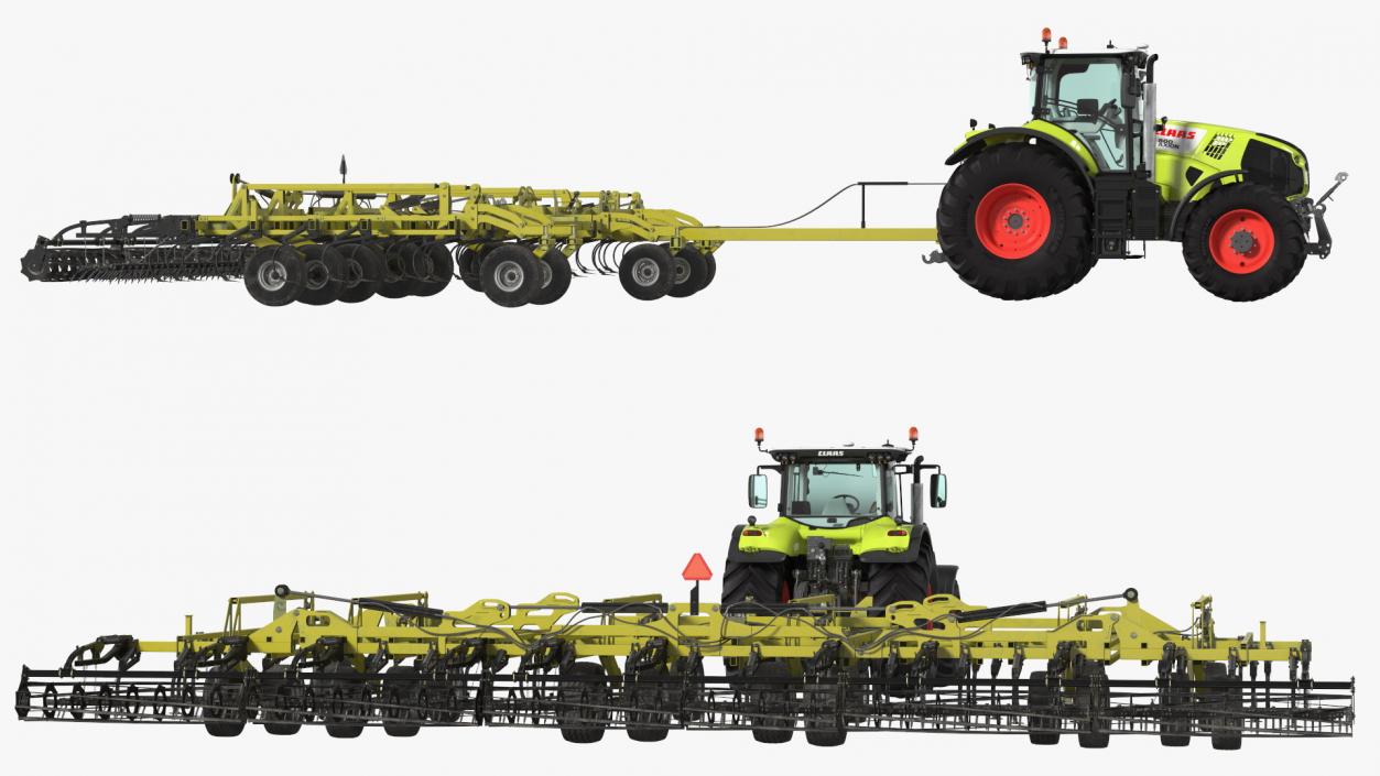 Tractor Claas Axion 800 with Seedbed Cultivator 3D