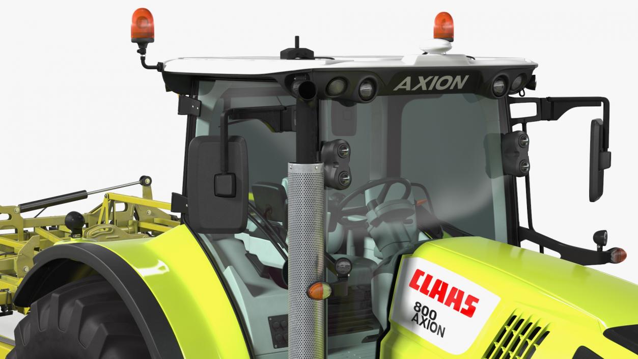 Tractor Claas Axion 800 with Seedbed Cultivator 3D