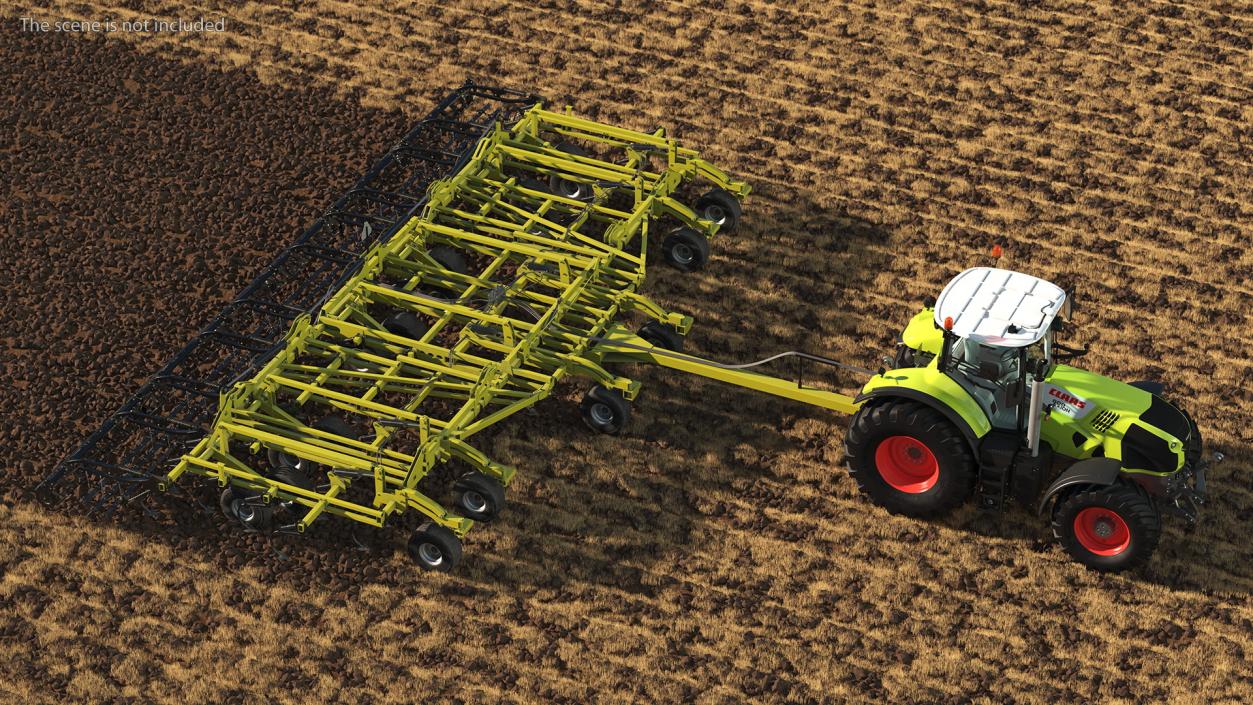 Tractor Claas Axion 800 with Seedbed Cultivator 3D