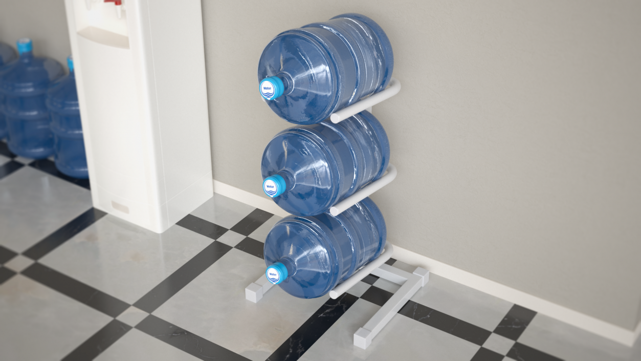 3 Tier Water Jug Rack White 3D