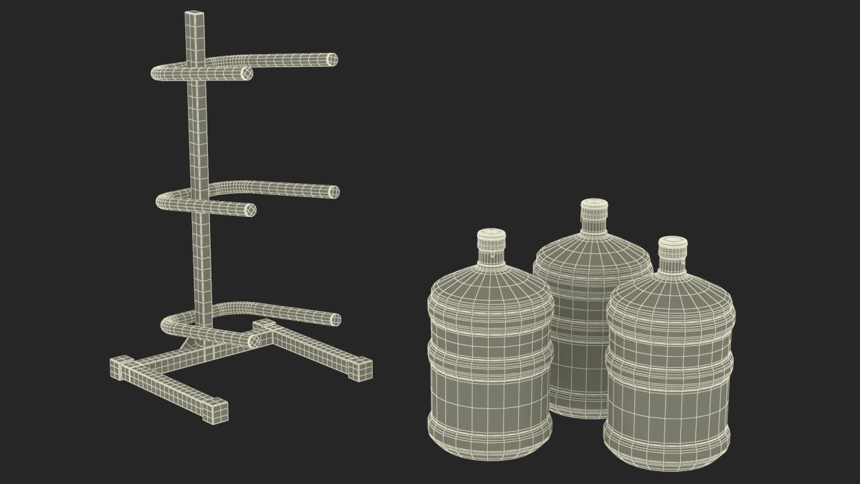 3 Tier Water Jug Rack White 3D