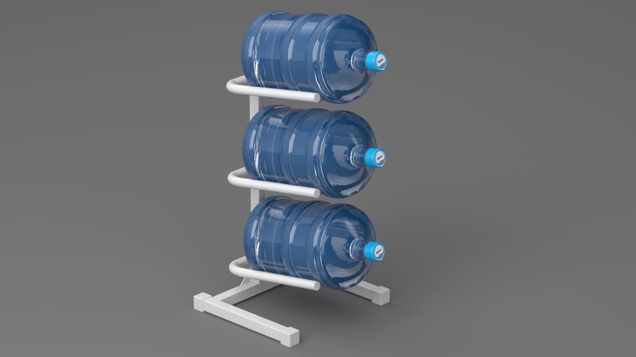 3 Tier Water Jug Rack White 3D