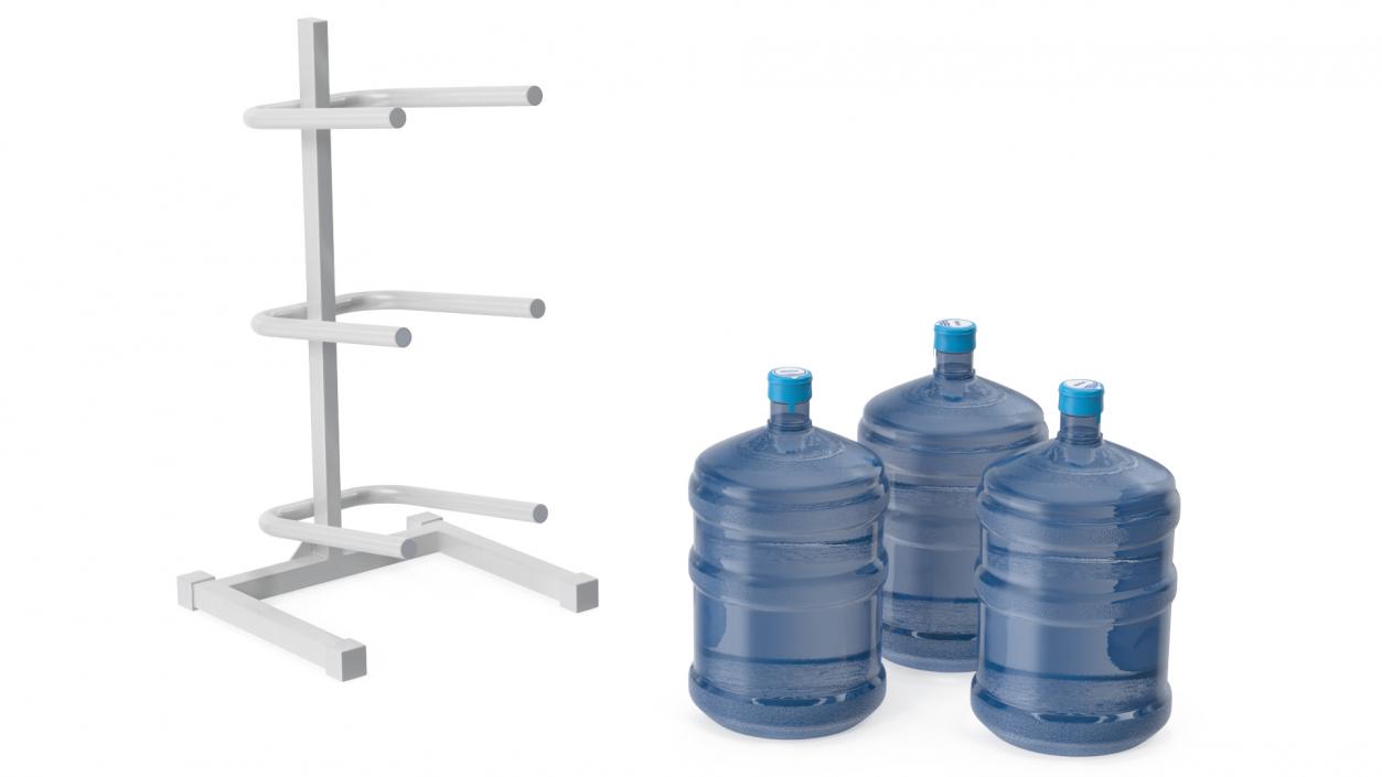 3 Tier Water Jug Rack White 3D