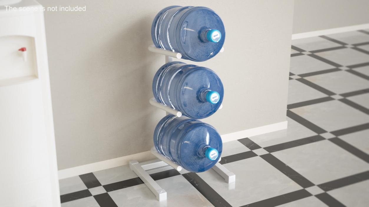 3 Tier Water Jug Rack White 3D