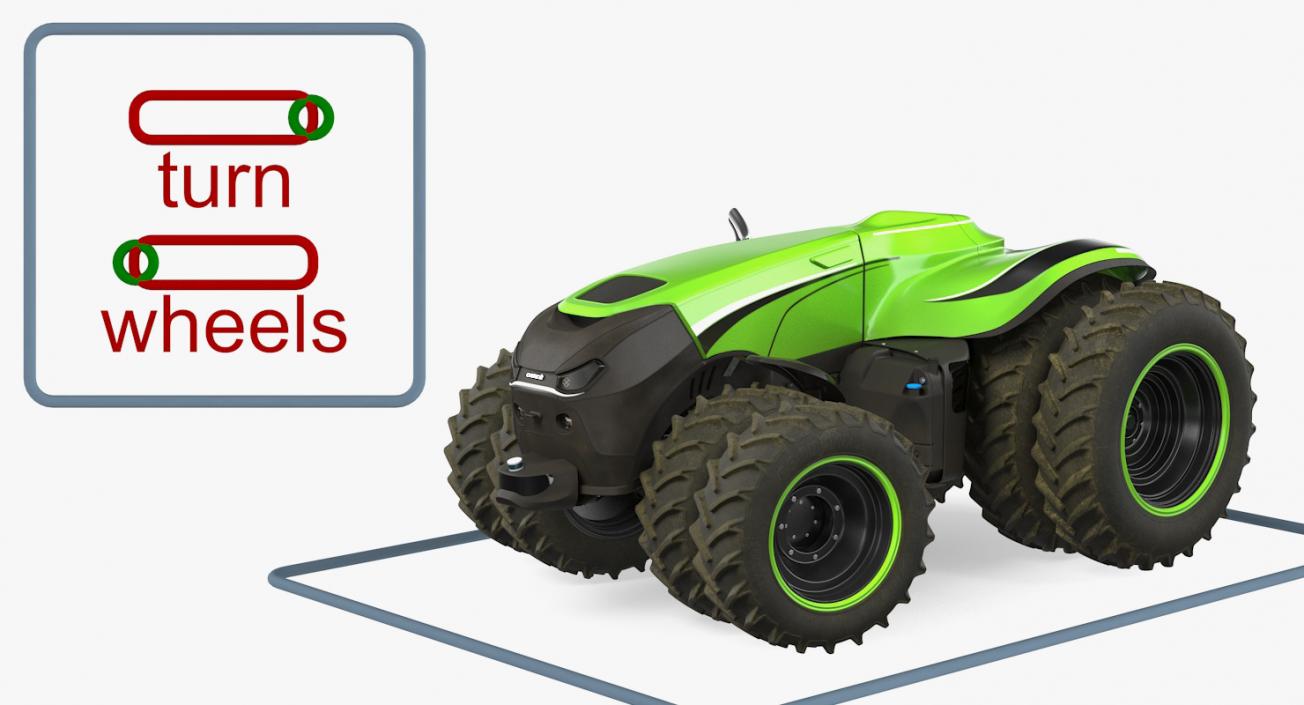 Self-Driving Drone Tractor Dusty Rigged 3D model