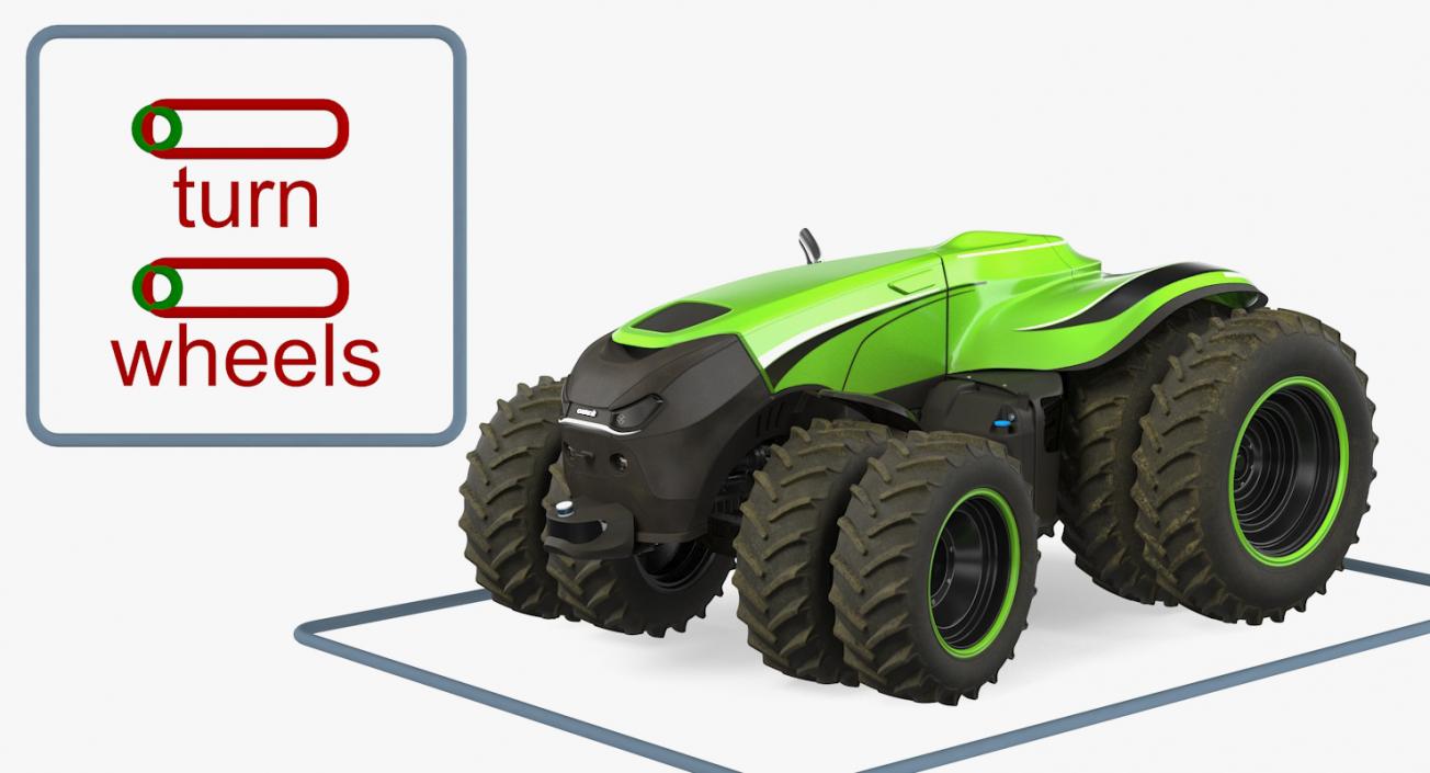 Self-Driving Drone Tractor Dusty Rigged 3D model