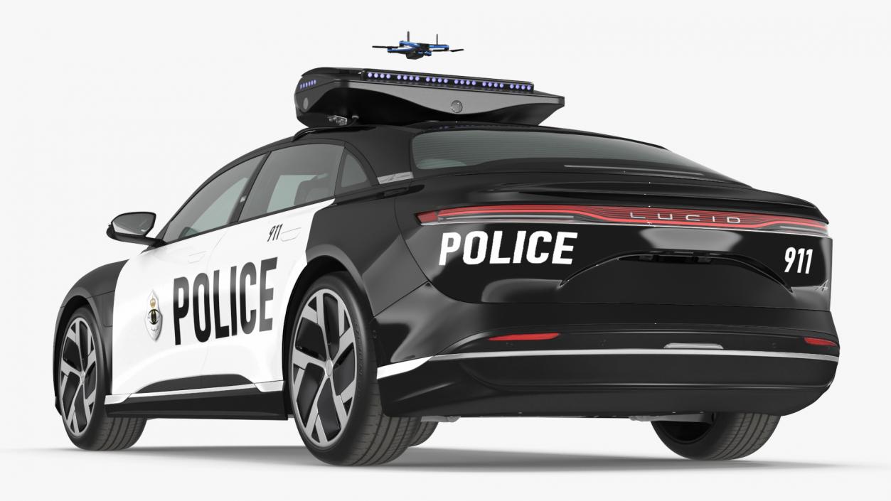 3D Lucid Air Police Car with Drone