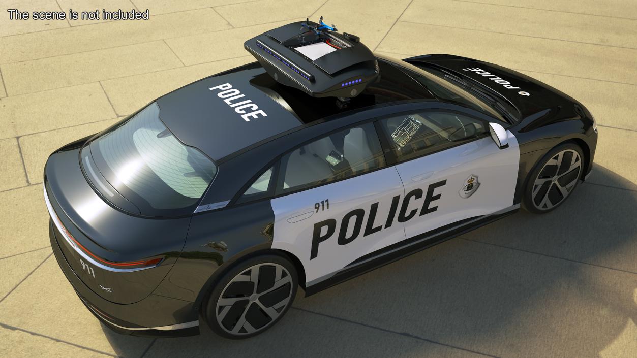 3D Lucid Air Police Car with Drone