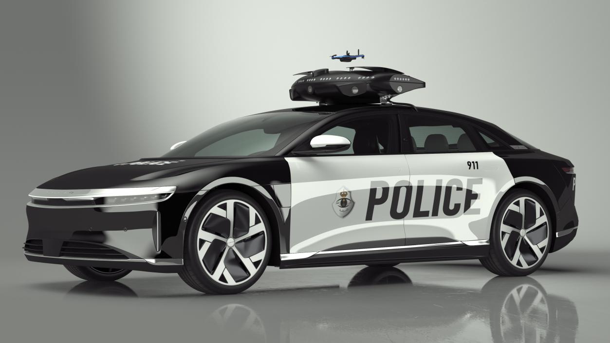 3D Lucid Air Police Car with Drone