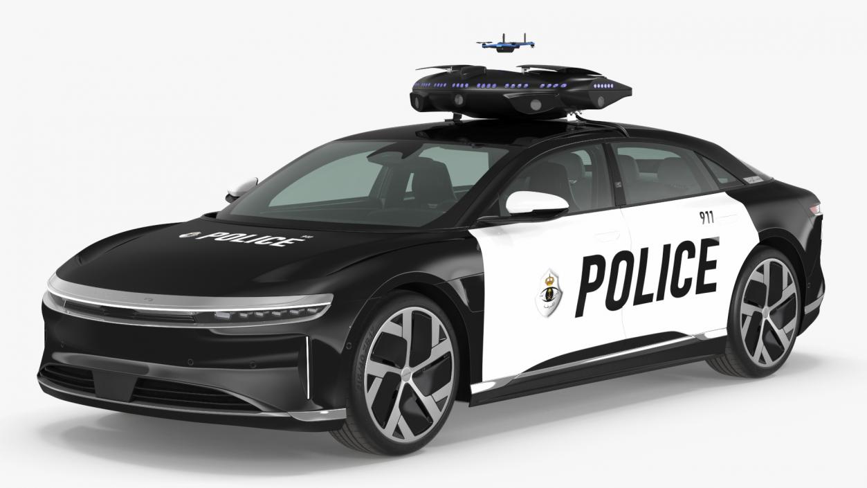 3D Lucid Air Police Car with Drone