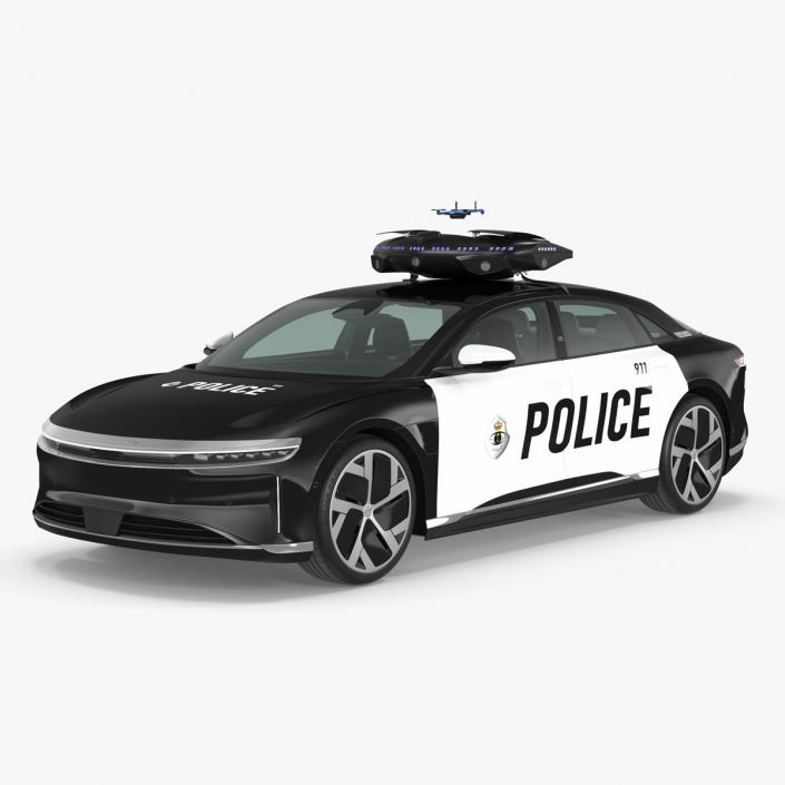 3D Lucid Air Police Car with Drone