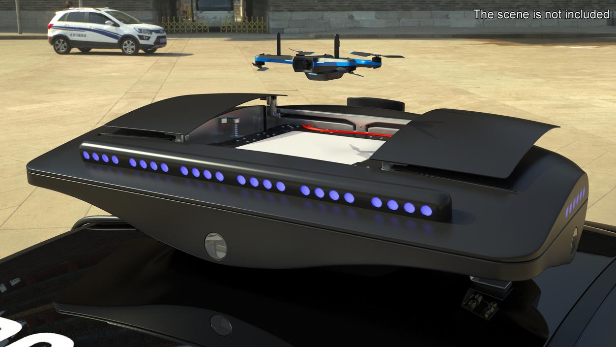 3D Lucid Air Police Car with Drone