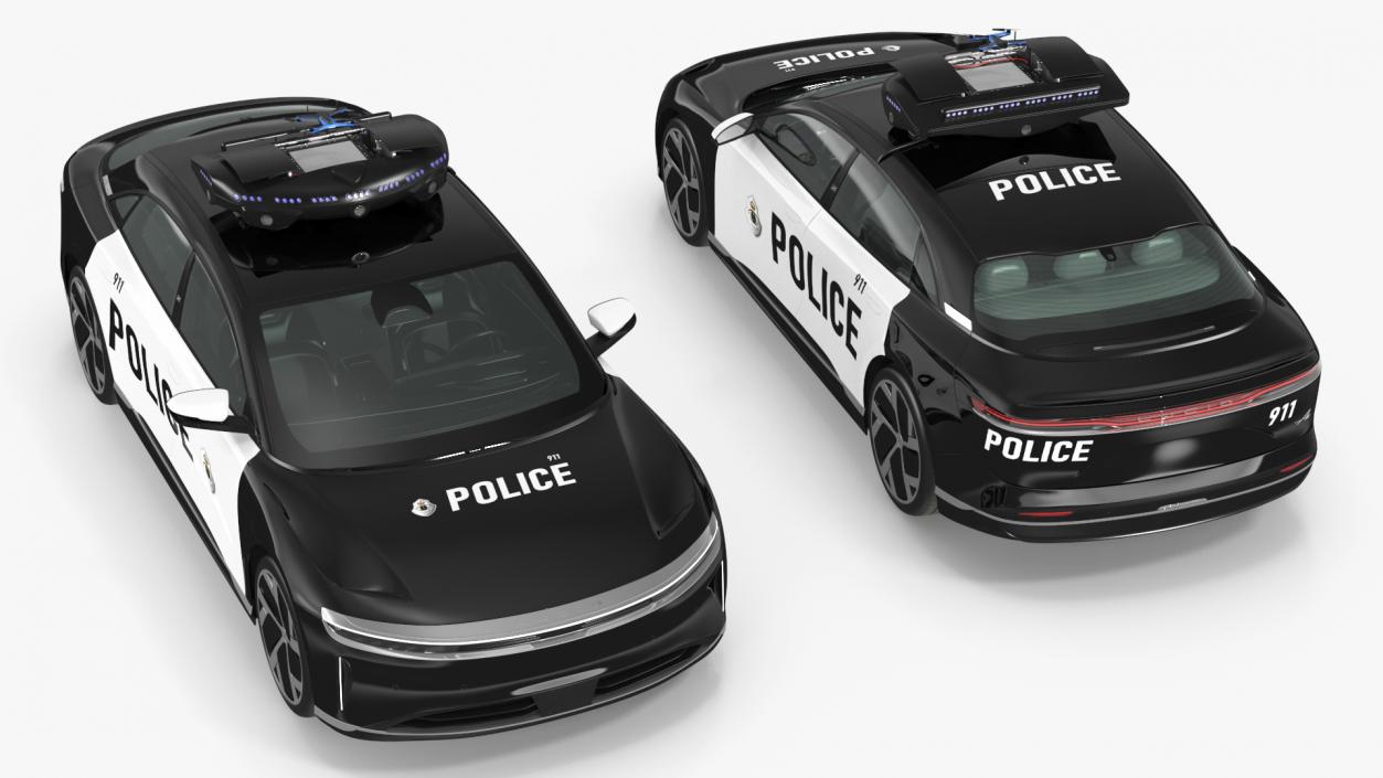 3D Lucid Air Police Car with Drone