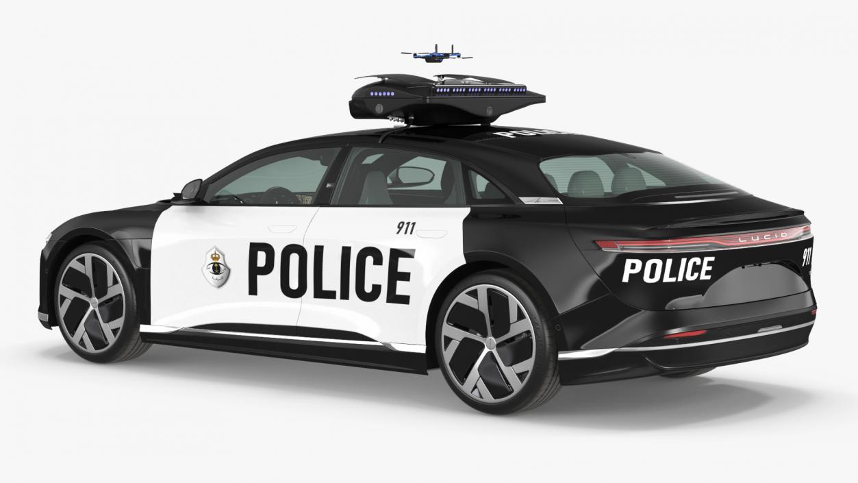 3D Lucid Air Police Car with Drone