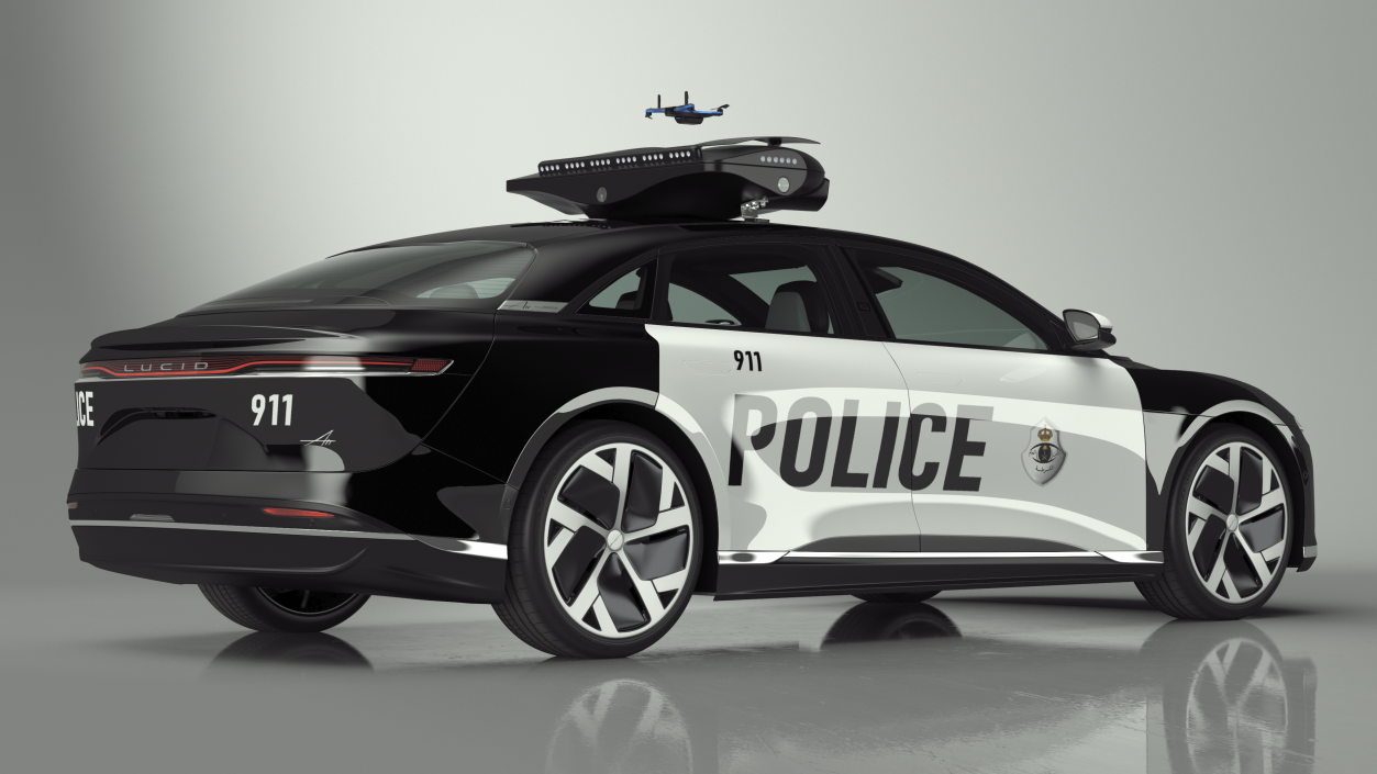 3D Lucid Air Police Car with Drone