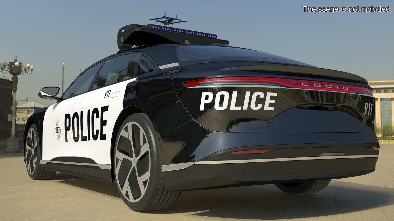 3D Lucid Air Police Car with Drone