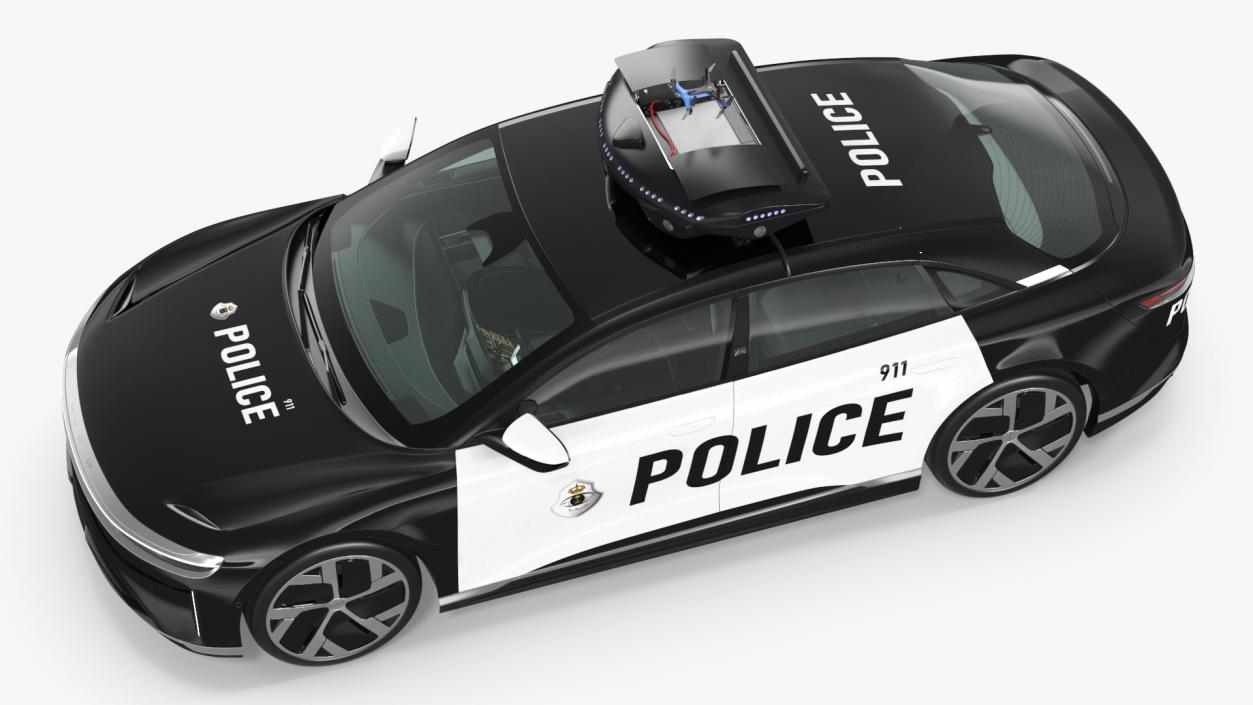 3D Lucid Air Police Car with Drone