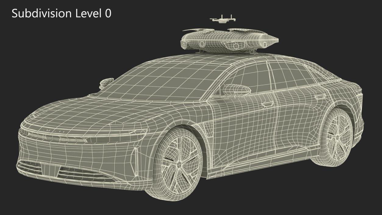 3D Lucid Air Police Car with Drone