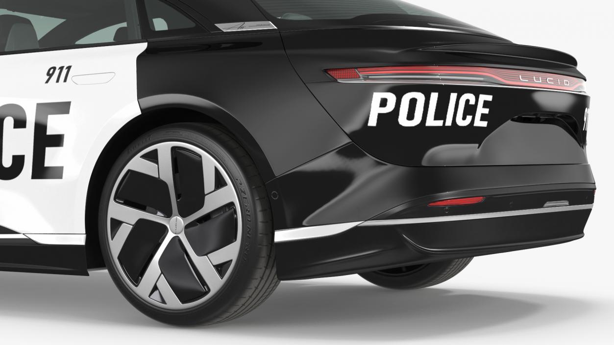 3D Lucid Air Police Car with Drone