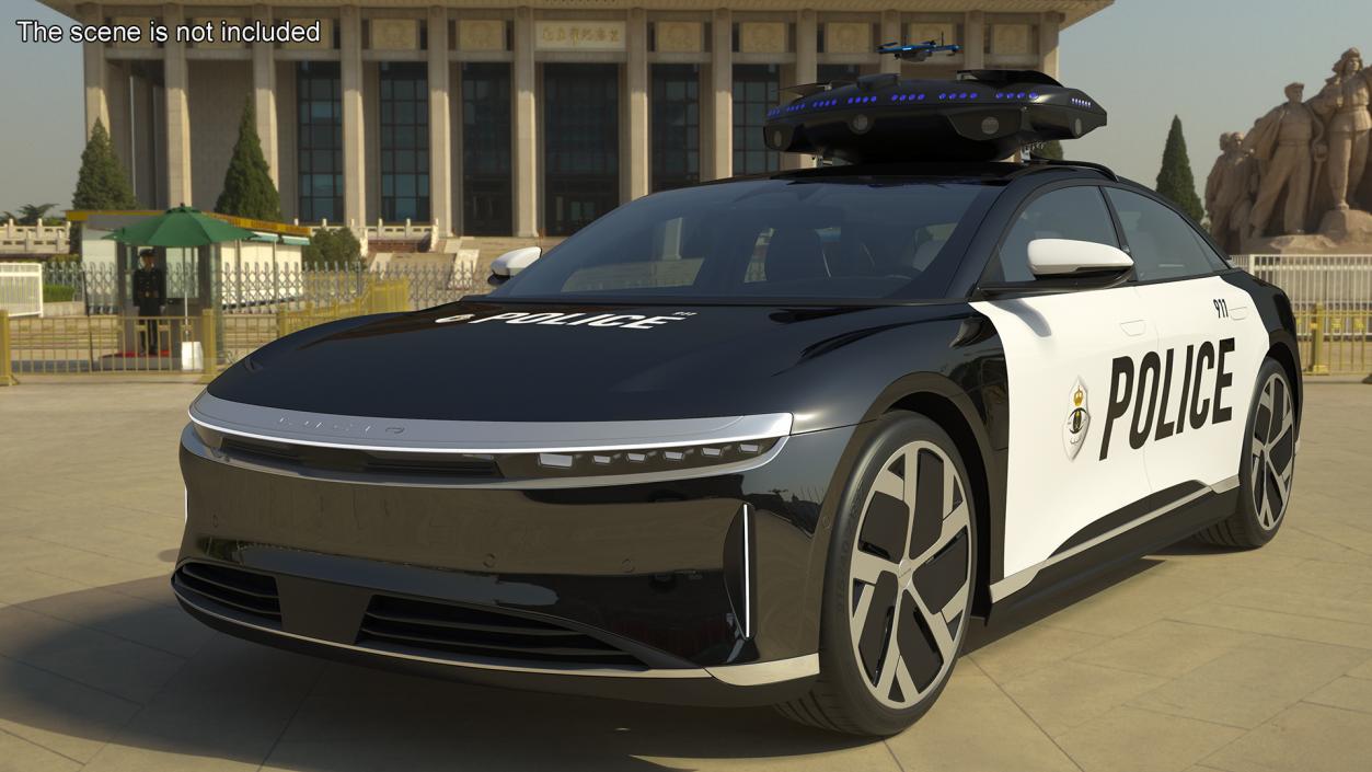 3D Lucid Air Police Car with Drone