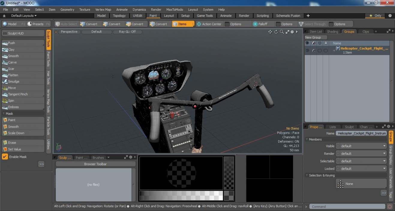 Helicopter Cockpit Flight Instrument Panel 3D